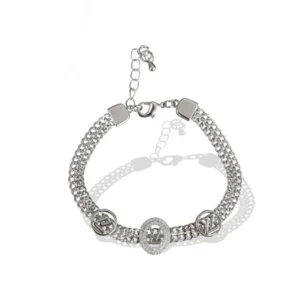 BS Stainless Steel Unisex Silver Freesize Stainless Steel Loose Bracelet (Silver Plated)
