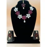 BS Women's Elegent Kundan And Stone Necklace Set (Red, Free Size)