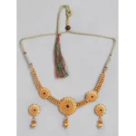 BS Women's Rose Gold Plated Alloy Necklace & Earings Set (Gold)