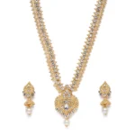 BS Women's Rose Gold Plated Alloy Necklace & Earings Set (White)