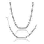 BS Women's Stainless Steel Silver Polish Hand Bracelet And Necklace (Silver Plated)