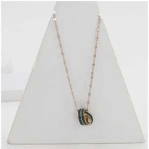 BS Women's Stainless Steel Green Ring Pendent Delicate Chain (Gold Plated)