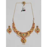 BS Women's Rose Gold Plated Alloy Necklace & Earings Set (Multicolor)