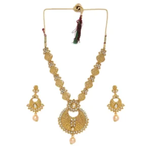 BS Women's Rose Gold Plated Alloy Necklace & Earings Set (Gold)