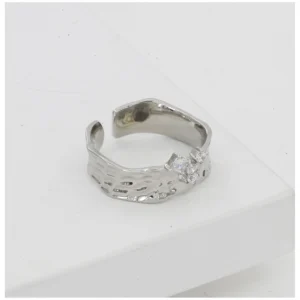 BS Stainless Steel Silver Polish Freesize Western Finger Ring (Silver Plated)