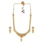 BS Women's Rose Gold Plated Alloy Necklace & Earings Set (Gold)