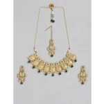 BS Women's Rose Gold Plated Alloy Necklace & Earings Set (Green)