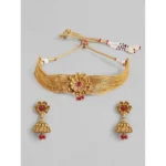 BS Women's Rose Gold Plated Alloy Necklace & Earings Set (Gold)