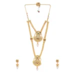 BS  Women's Rose Gold Plated Alloy Necklace & Earings Set (Gold)