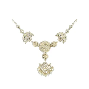 BS Women's Rose Gold Plated Alloy Matha Patti (White)