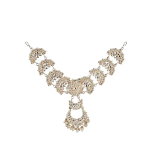 BS  Women's Rose Gold Plated Alloy Matha Patti (White)