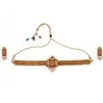 BS Women's Elegent And Modern Gold Plated Chowker Set (Red And Green, Free Size)