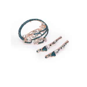 BS Women's Rose Gold Plated Alloy Hair Pin Set (Green)