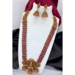BS Women's Elegent And Delicate Laxmi Necklace Jewellery Set (Red, Free Size)