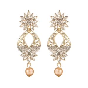 BS Women's Rose Gold Plated Alloy Earrings (White)