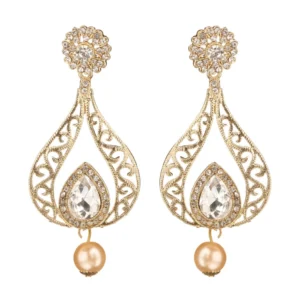 BS  Women's Rose Gold Plated Alloy Earrings (White)