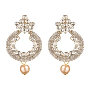 BS Women's Rose Gold Plated Alloy Earrings (White)