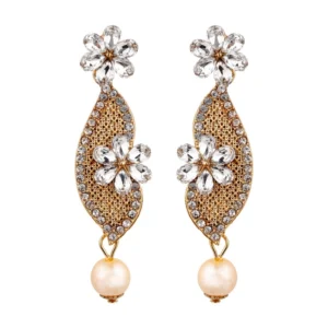 BS  Women's Rose Gold Plated Alloy Earrings (White)