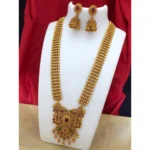 BS Women's Gold Plated Necklace and Earrings Set with Kundan Work (Multi Color, Free Size)