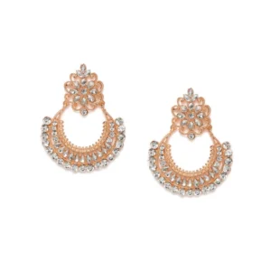 BS  Women's Rose Gold Plated Alloy Earrings (White)
