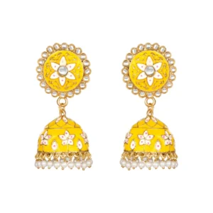BS Women's Rose Gold Plated Alloy Earrings (Yellow)