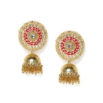 BS Women's Rose Gold Plated Alloy Earrings (White & Red)