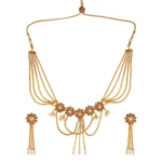 BS Women's Rose Gold Plated Alloy Necklace Set (Green & Red)