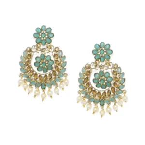 BS  Women's Rose Gold Plated Alloy Earrings (Sky Blue)