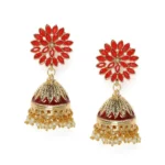 BS Women's Rose Gold Plated Alloy Earrings (Red)