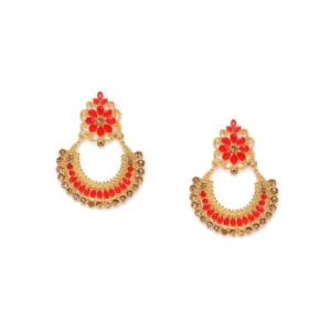 BS Women's Rose Gold Plated Alloy Earrings (Red)