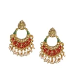 BS  Women's Rose Gold Plated Alloy Earrings (Red & Green)