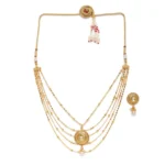 BS Women's Rose Gold Plated Alloy Necklace & Earings Set (Gold)