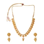 BS  Women's Rose Gold Plated Alloy Necklace & Earings Set (Gold)