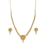 BS Women's Rose Gold Plated Alloy Necklace & Earings Set (Gold)