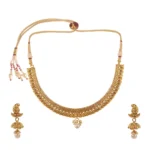 BS Women's Rose Gold Plated Alloy Necklace & Earings Set (Gold)