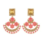 BS Women's Rose Gold Plated Alloy Earrings (Gold & Pink)
