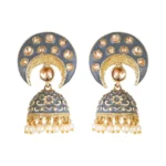 BS  Women's Rose Gold Plated Alloy Earrings (Gold & Grey)