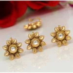 BS  Women's White Color Kundan Nose Pin Combo Of 4 Pieces
