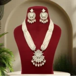 BS  Women's White Color Kundan Long Necklace Set