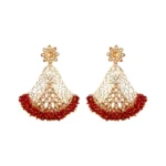 BS  Women's Rose Gold Plated Alloy Earrings (Maroon)