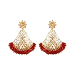 BS  Women's Rose Gold Plated Alloy Earrings (Maroon)