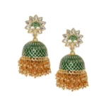BS Women's Rose Gold Plated Alloy Earrings (Green)