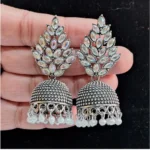 BS Women's Silver Color Oxidised Earrings