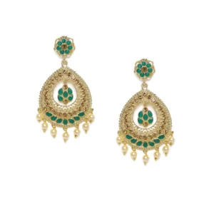 BS  Women's Rose Gold Plated Alloy Earrings (Green)