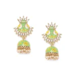 BS Women's Rose Gold Plated Alloy Earrings (Green)