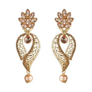 BS Women's Rose Gold Plated Alloy Earrings (Gold)