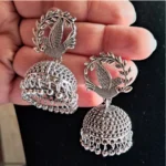 BS Women's Silver Color Oxidised Earrings