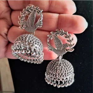 BS Women's Silver Color Oxidised Earrings