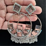 BS Women's Silver Color Oxidised Earrings