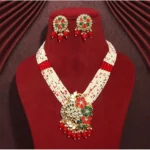 BS Women's Red Color Long Meenakari Necklace Set